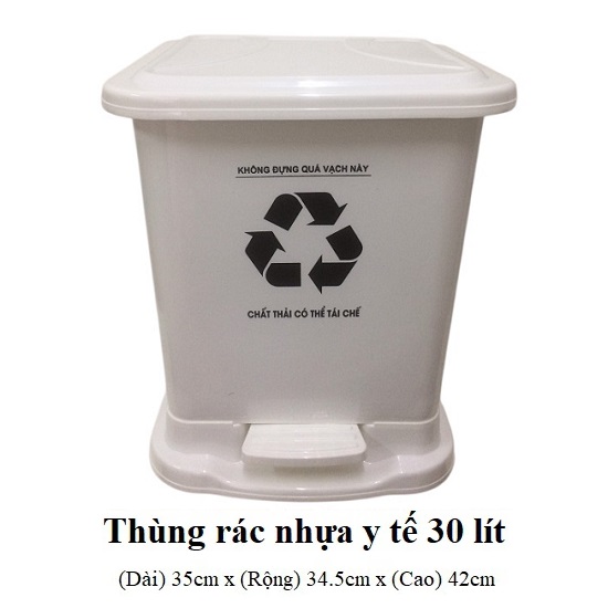 Thùng rác y tế 30 lít màu trắng