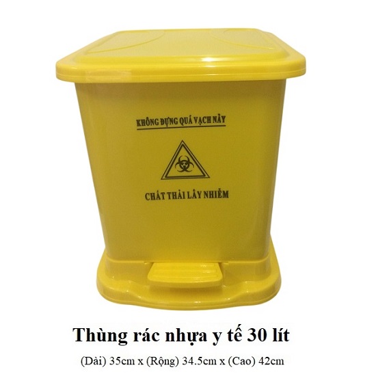 Thùng rác y tế 30 lít màu vàng