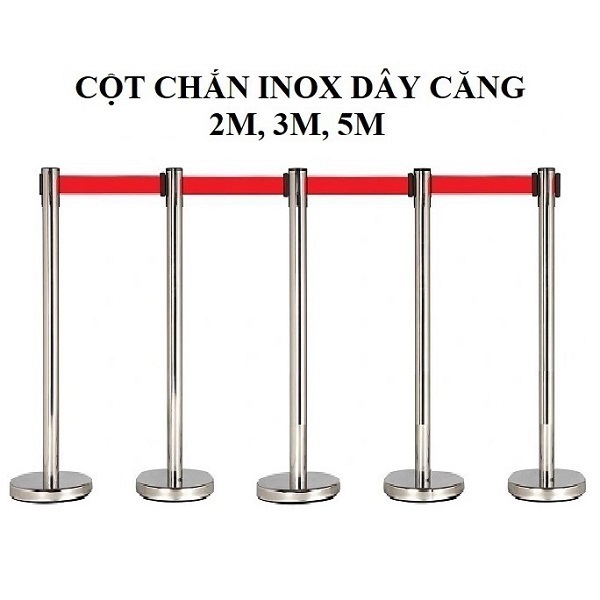 Trụ barie inox dây kéo căng làm rào chắn sự kiện 3m