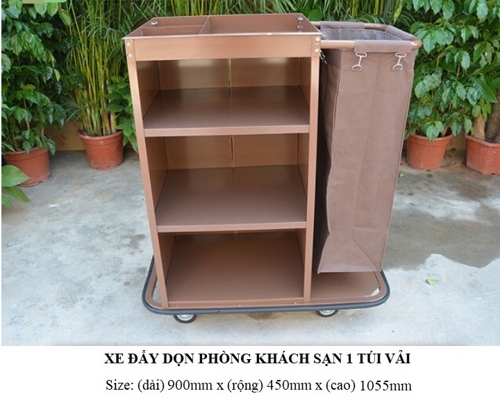 Xe đẩy buồng phòng khách sạn 1 túi vải E23-Q