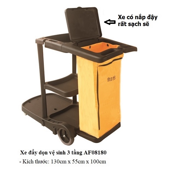 Xe đẩy dọn vệ sinh 3 tầng AF08180