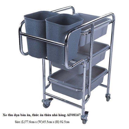 Xe đẩy thu gom bát đĩa nhà hàng AF08167
