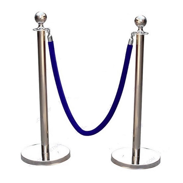 Cột chắn inox dây nhung màu xanh dương đậm