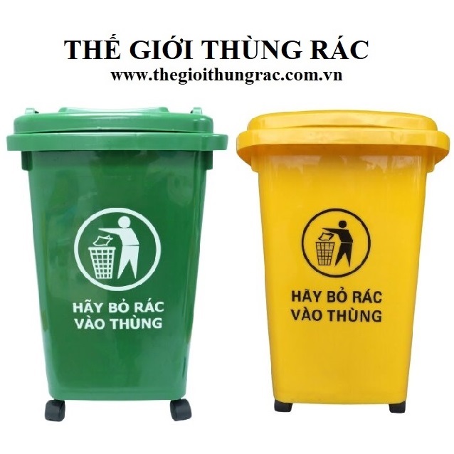 Thùng đựng rác nhựa có bánh xe và nắp đậy 30L