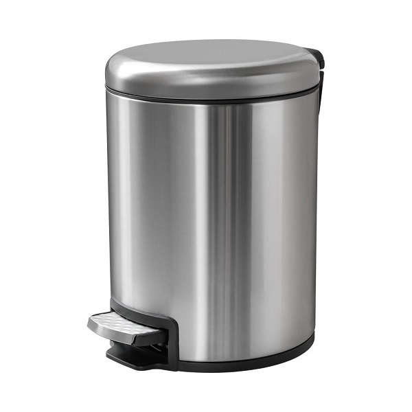 Thùng rác inox 12L đạp chân tròn phủ Nano cao cấp, chống bám vân tay