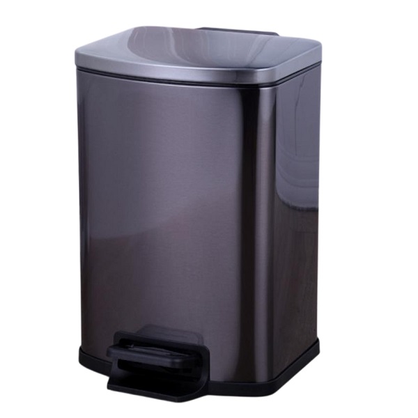 Thùng rác inox đạp chân vuông phủ Nano Cao Cấp 20L màu đen