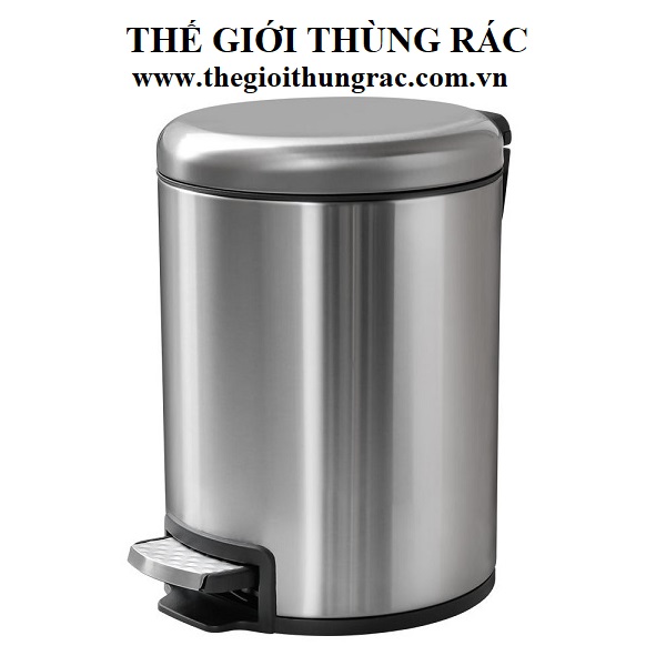 Thùng rác inox tròn 8 lít đạp chân phủ Nano cao cấp, chống bám vân tay