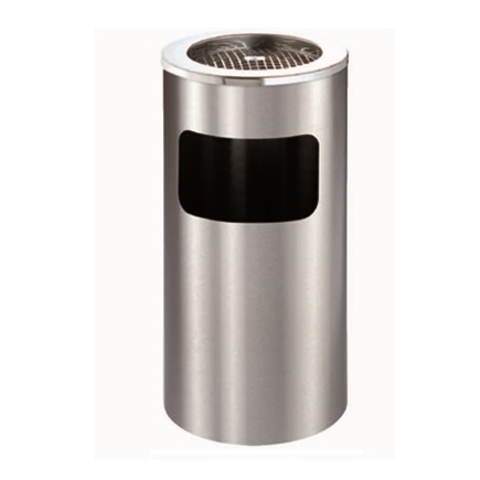 Thùng rác inox tròn có gạt tàn thuốc lá A35-B
