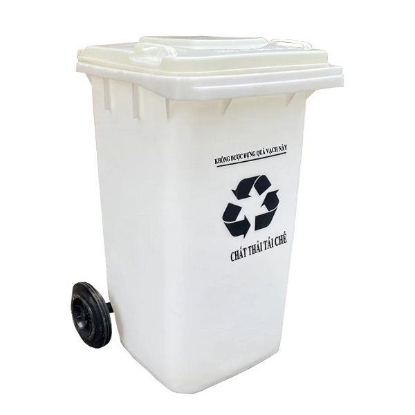 Thùng rác nhựa 120L màu trắng White