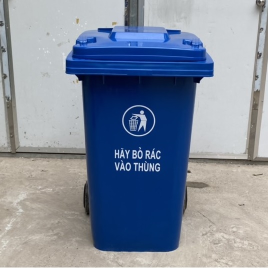 Thùng rác nhựa 240 lít có bánh xe màu xanh dương Blue