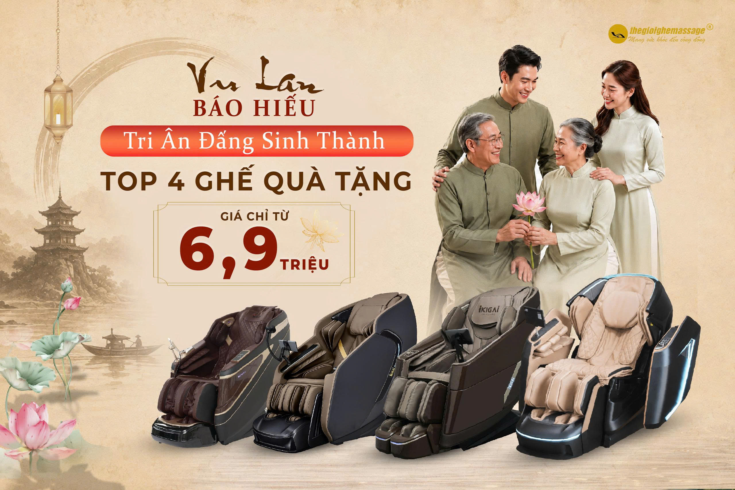 Vu Lan Báo Hiếu – Tri Ân Đấng Sinh Thành: Top 4 Ghế Massage IKIGAI Đáng Mua Nhất 2026