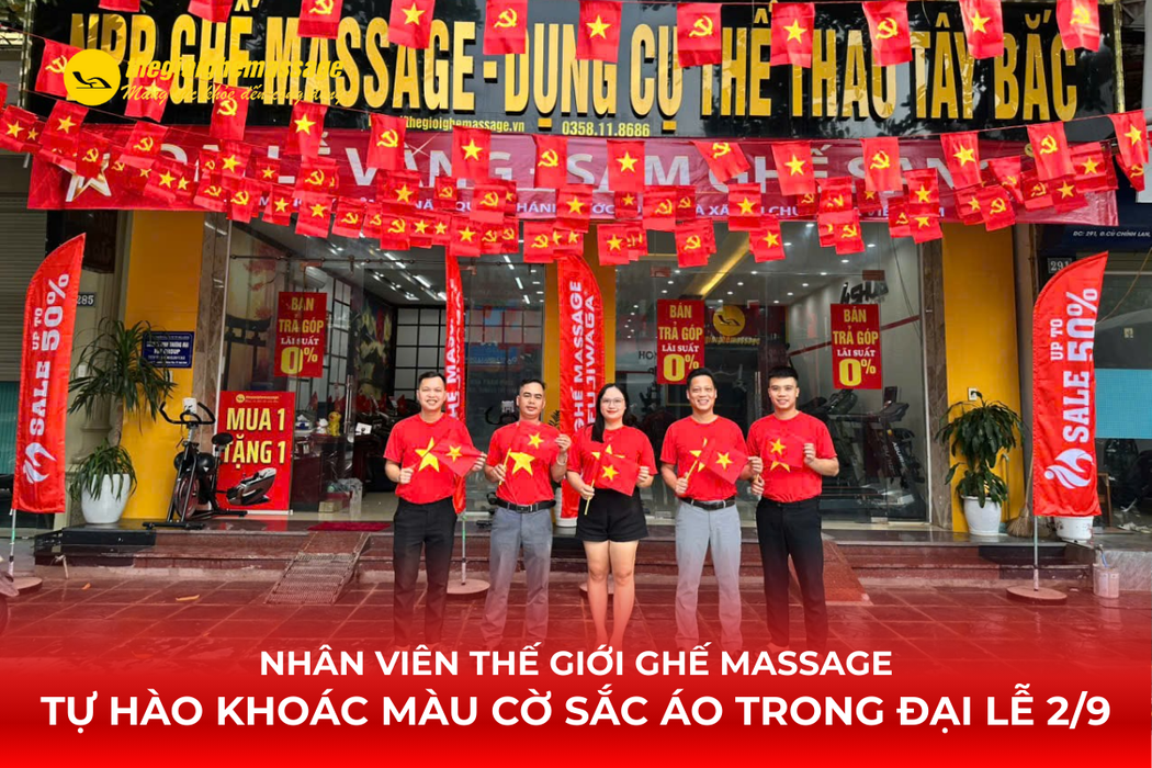 Nhân Viên Thế Giới Ghế Massage Tự Hào Khoác Màu Cờ Sắc Áo Trong Đại Lễ 2/9