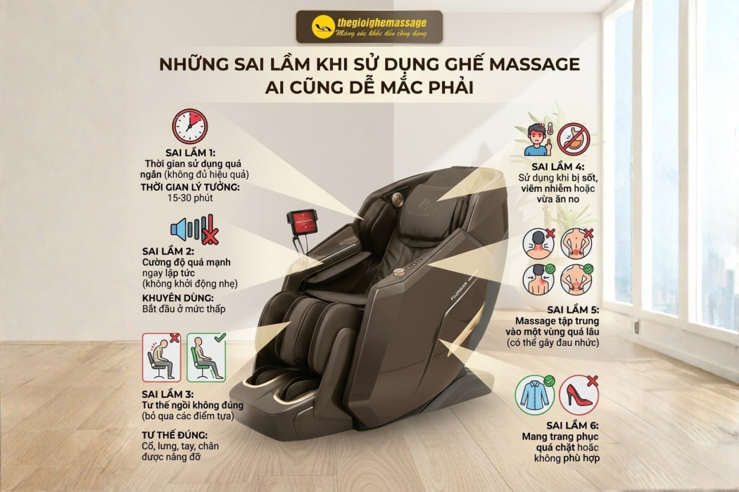 Những Sai Lầm Khi Sử Dụng Ghế Massage Ai Cũng Dễ Mắc Phải