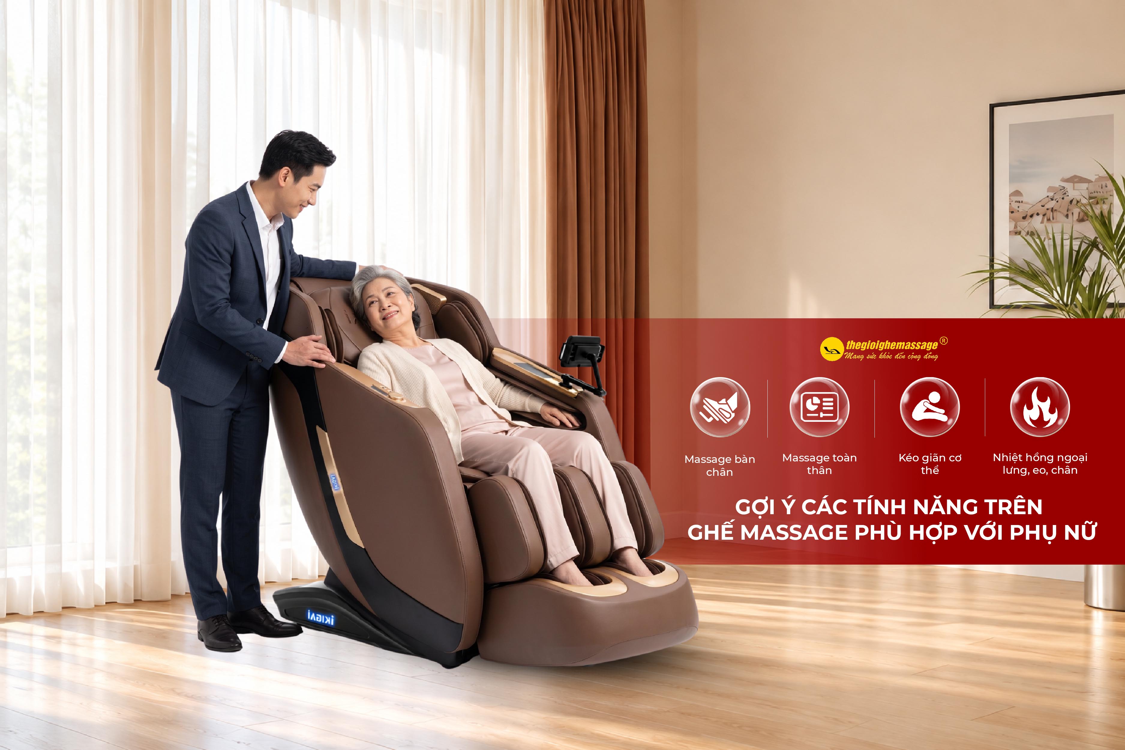 Gợi ý các tính năng trên ghế massage phù hợp nhất với cơ thể phụ nữ