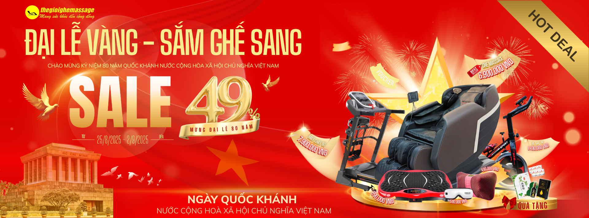 Không Gian Tự Hào Dân Tộc – Thế Giới Ghế Massage Trang Hoàng Cờ Đỏ Sao Vàng Mừng Quốc Khánh 2/9