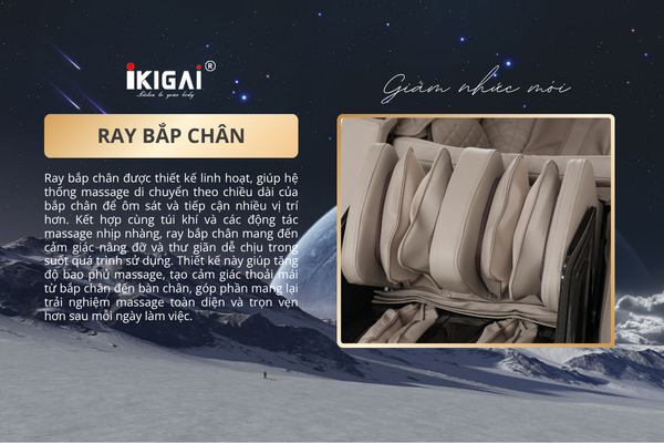 Ray bắp chân trên ghế massage Ikigai KG66 – Giải pháp massage toàn diện, giảm nhức mỏi hiệu quả