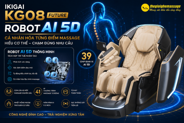 Ghế Massage IKIGAI KG08 Future – Đột Phá Với Robot AI 5D Thông Minh, Cá Nhân Hóa Từng Điểm Massage