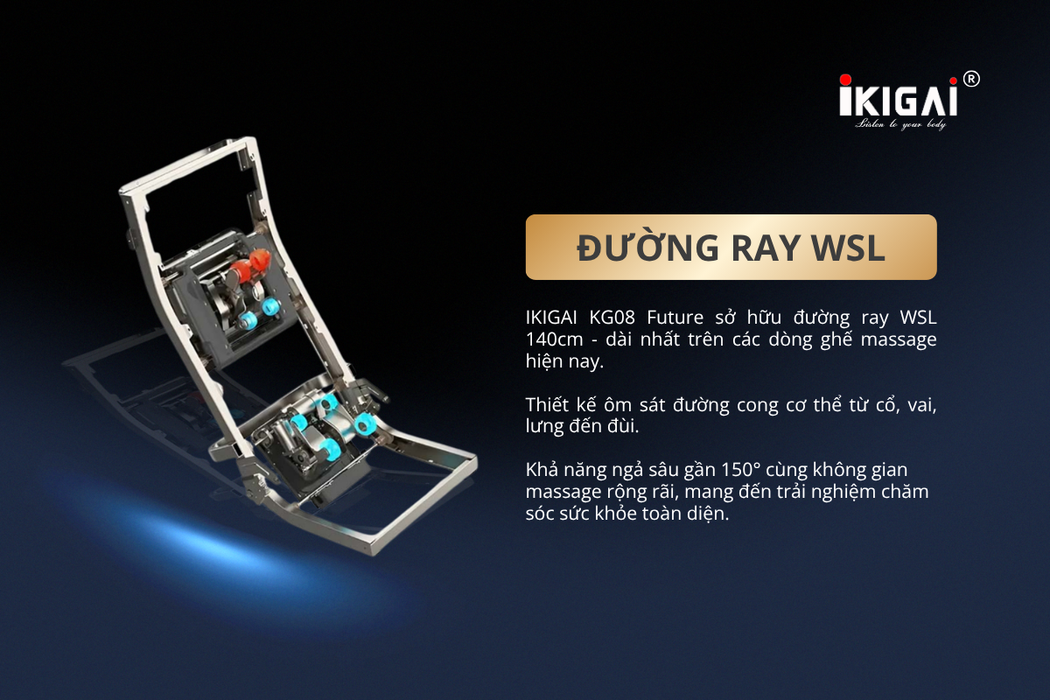 Khám Phá Đường Ray WSL 140cm Trên Ghế Massage IKIGAI KG08 FUTURE