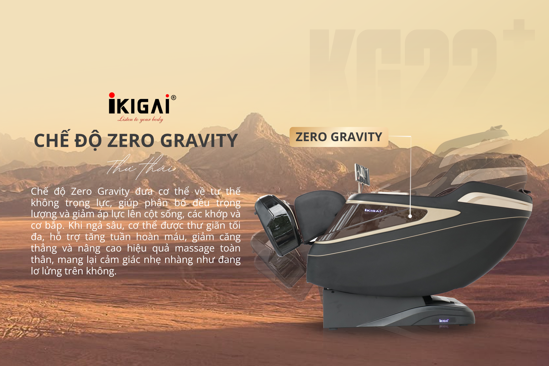 Chế Độ Zero Gravity Trên Ghế Massage IKIGAI KG22+ – Thư Giãn Như Đang Lơ Lửng Trong Không Gian