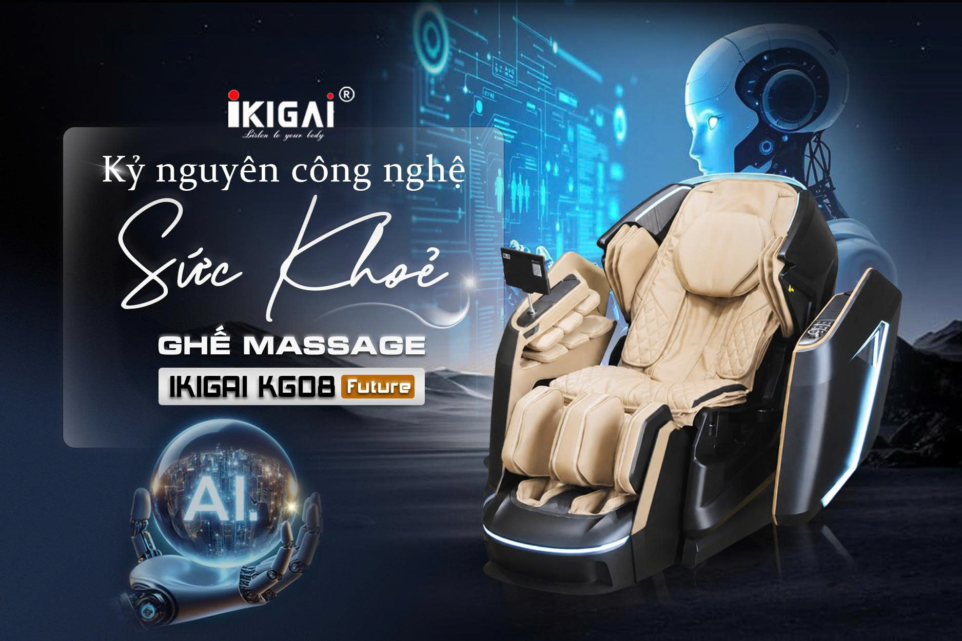 IKIGAI KG08 Future - Ghế Massage AI 5D Mở Cánh Siêu Xe Đầu Tiên Tại Việt Nam
