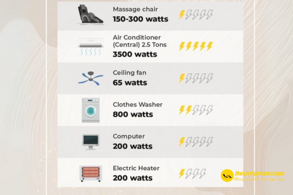 So Sánh Mức Tiêu Thụ Điện Với Các Thiết Bị Gia Dụng Khác