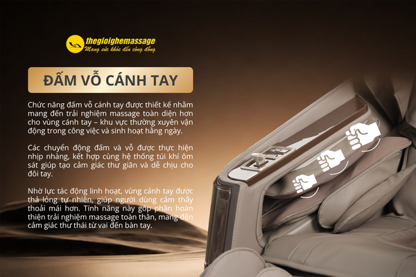 Công nghệ đệm phần tay đấm – vỗ cánh tay độc quyền trên Ikigai KG88