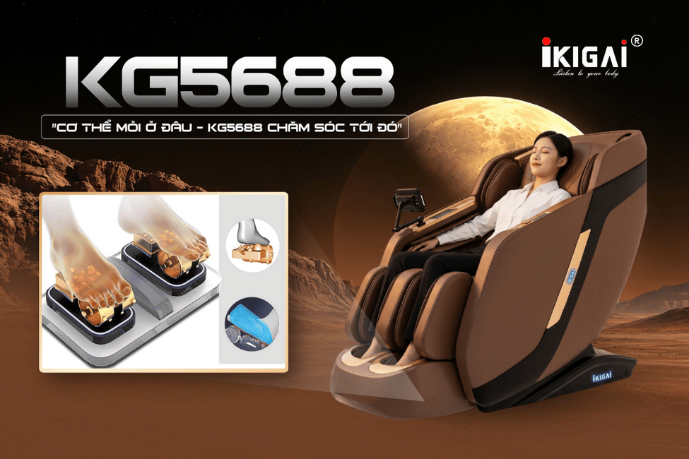GHẾ MASSAGE IKIGAI KG5688 – "CƠ THỂ MỎI Ở ĐÂU, KG5688 CHĂM SÓC TỚI ĐÓ"