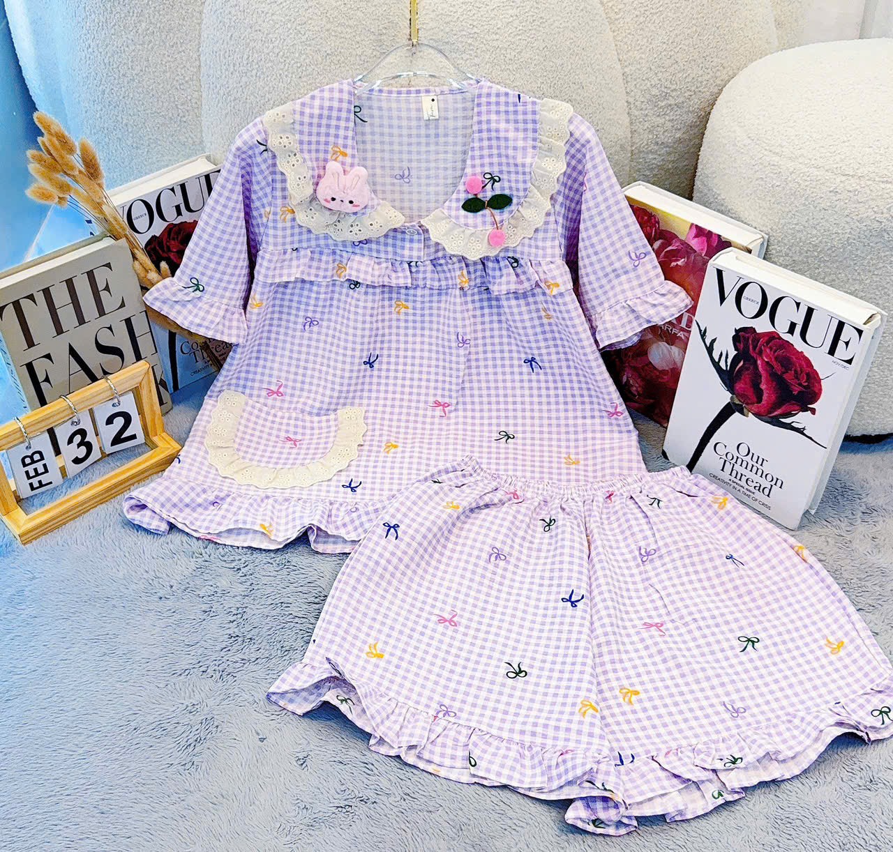 Bộ Cotton hàn tiểu thư tay ngắn quần đùi giành cho các nàng thơ