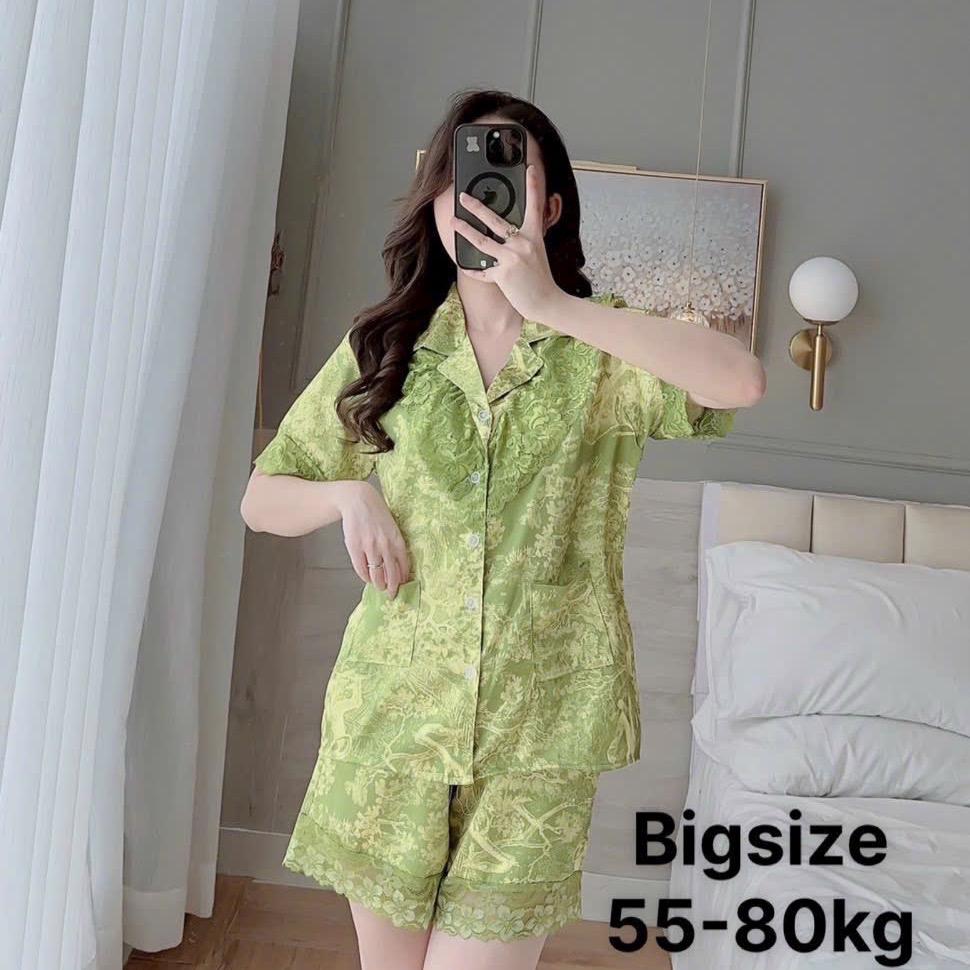 Bộ đùi lụa xước phối bèo tiểu thư Nữ Top Sen Kem