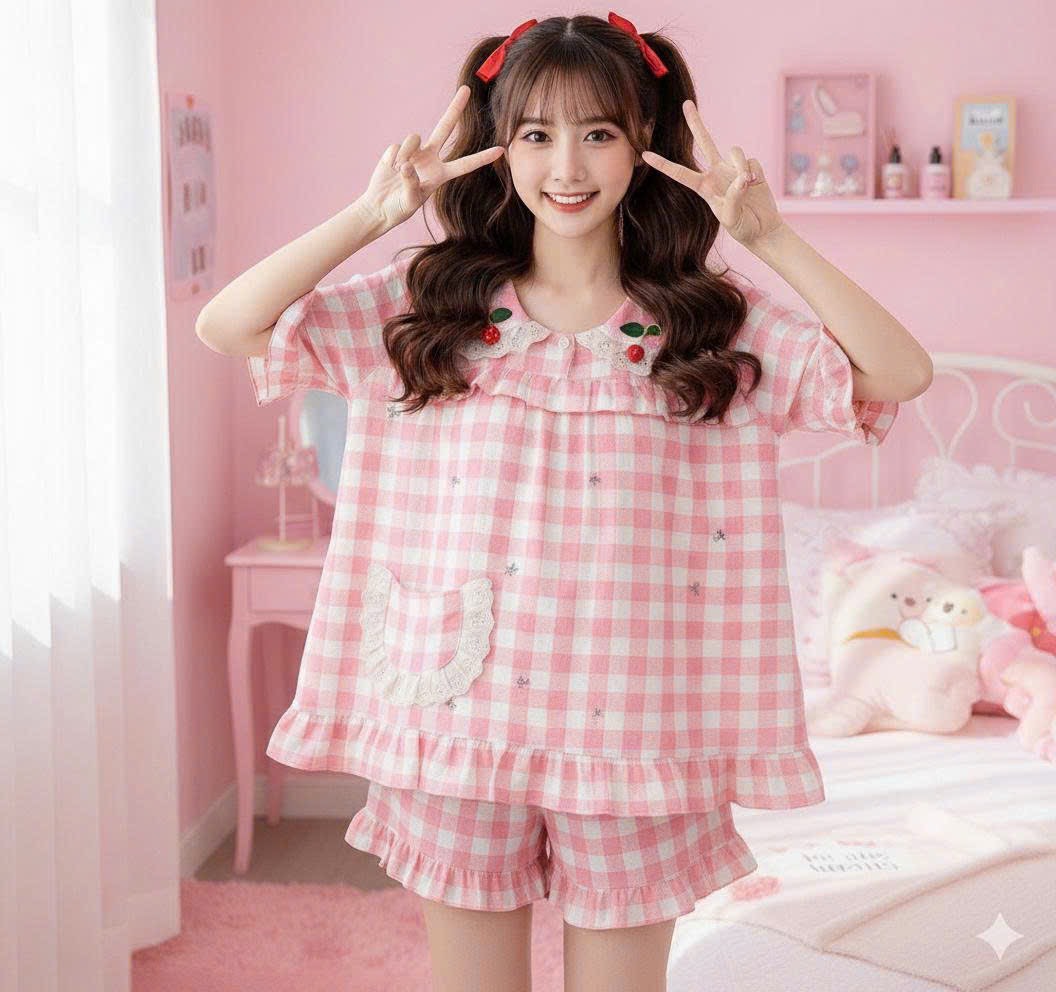 Bộ Cotton hàn tiểu thư tay ngắn quần đùi giành cho các nàng thơ