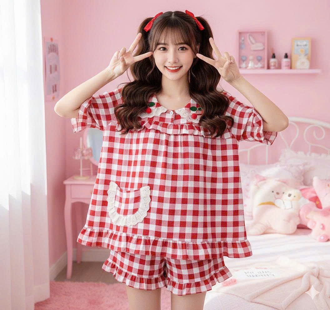 Bộ Cotton hàn tiểu thư tay ngắn quần đùi giành cho các nàng thơ