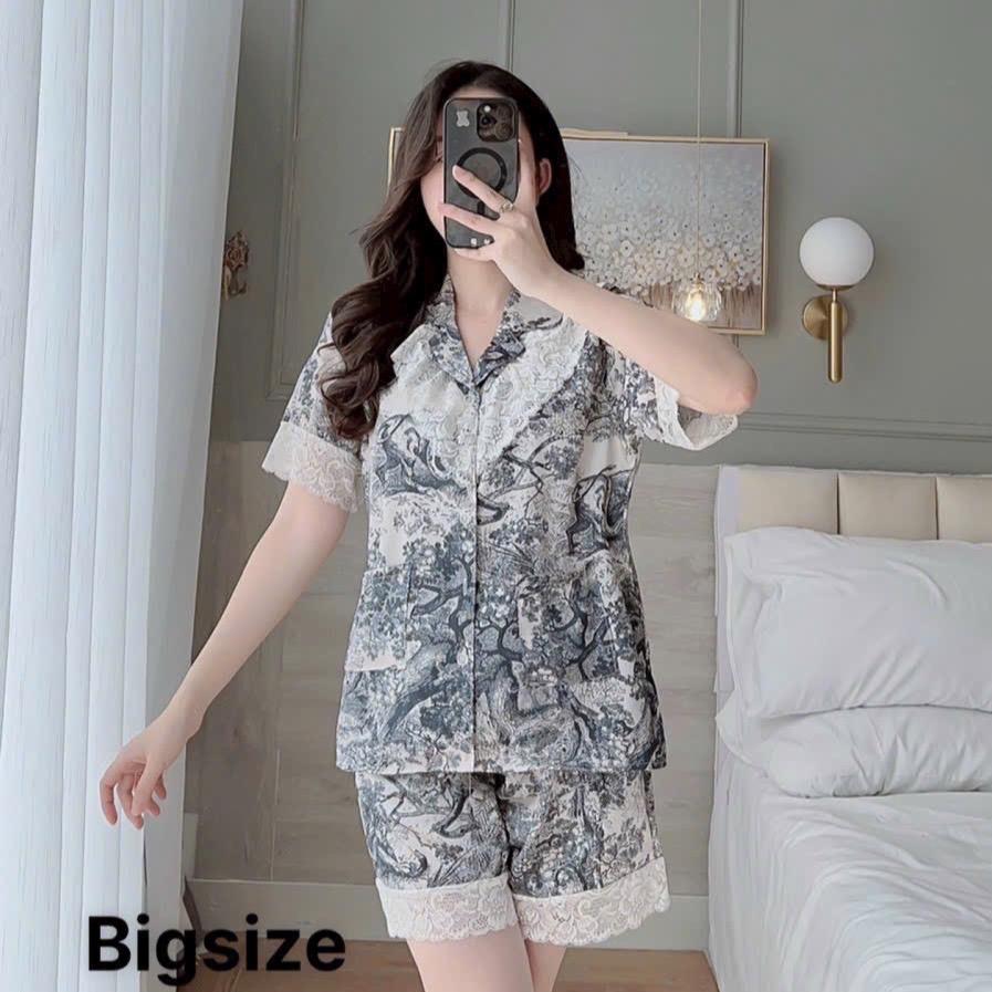 Bộ đùi lụa xước phối bèo tiểu thư Nữ Top Sen Kem