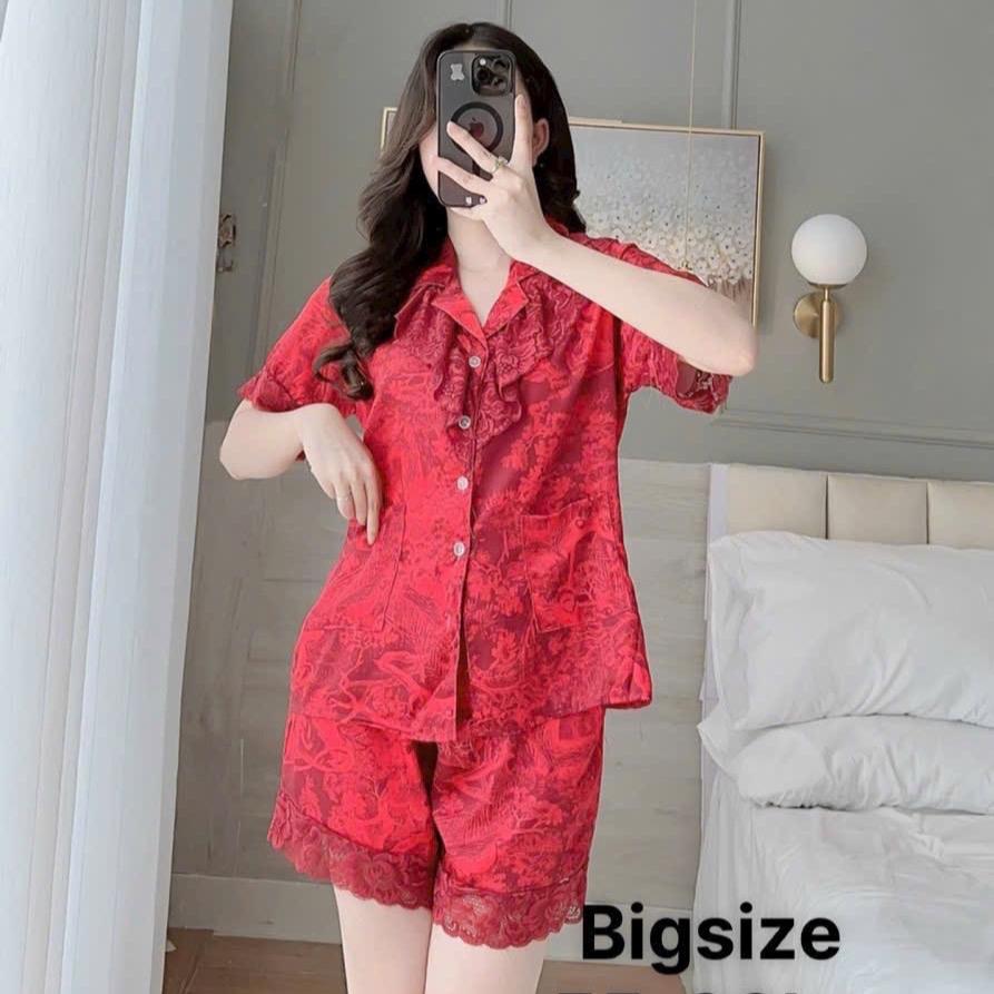 Bộ đùi lụa xước phối bèo tiểu thư Nữ Top Sen Kem