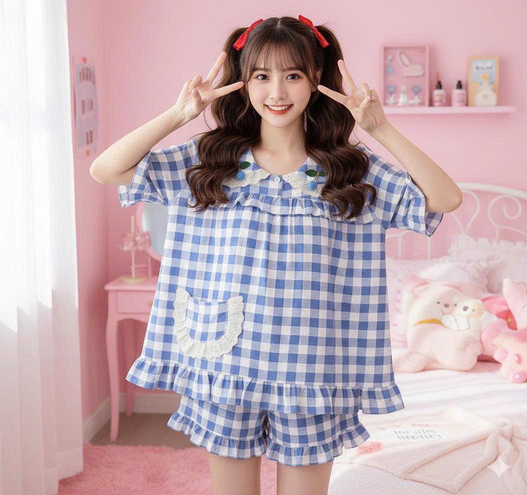 Bộ Cotton hàn tiểu thư tay ngắn quần đùi giành cho các nàng thơ