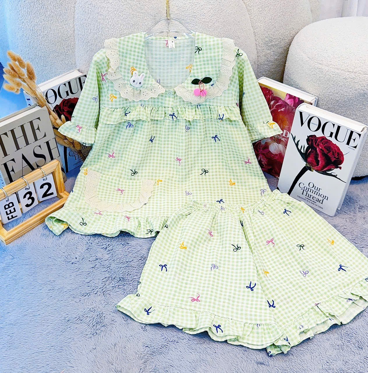 Bộ Cotton hàn tiểu thư tay ngắn quần đùi giành cho các nàng thơ