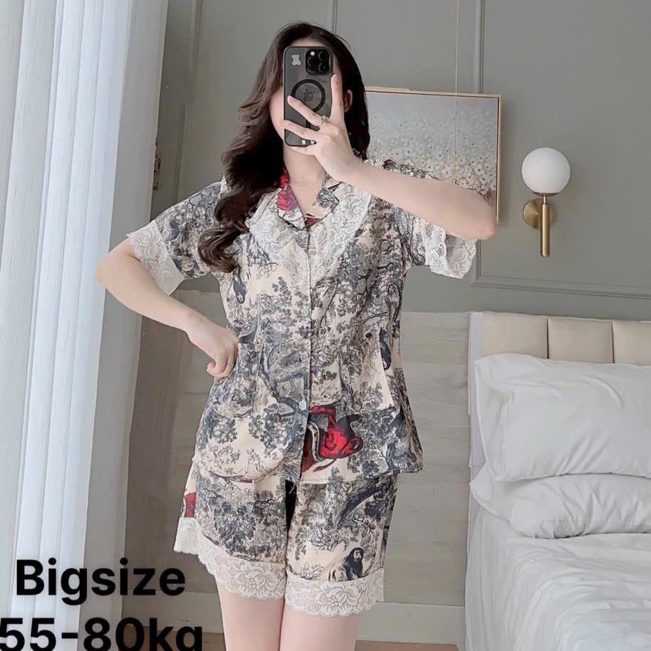 Bộ đùi lụa xước phối bèo tiểu thư Nữ Top Sen Kem