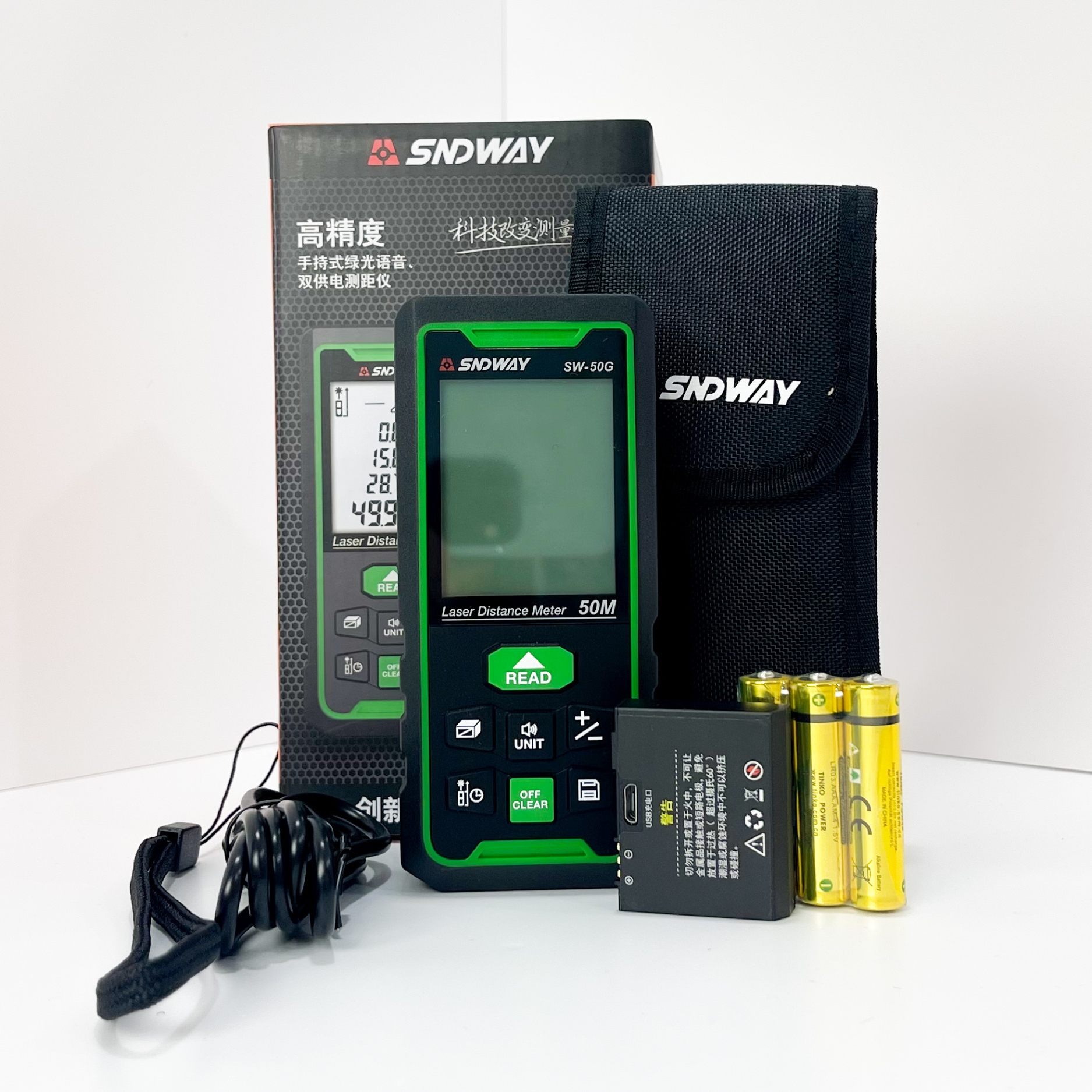 Thước đo khoảng cách Laser tia xanh SNDWAY SW-50G