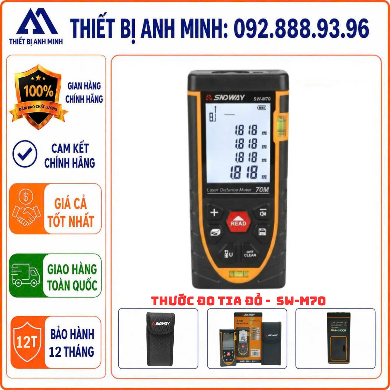 Thước đo Laser mini tia đỏ SNDWAY SW-M70