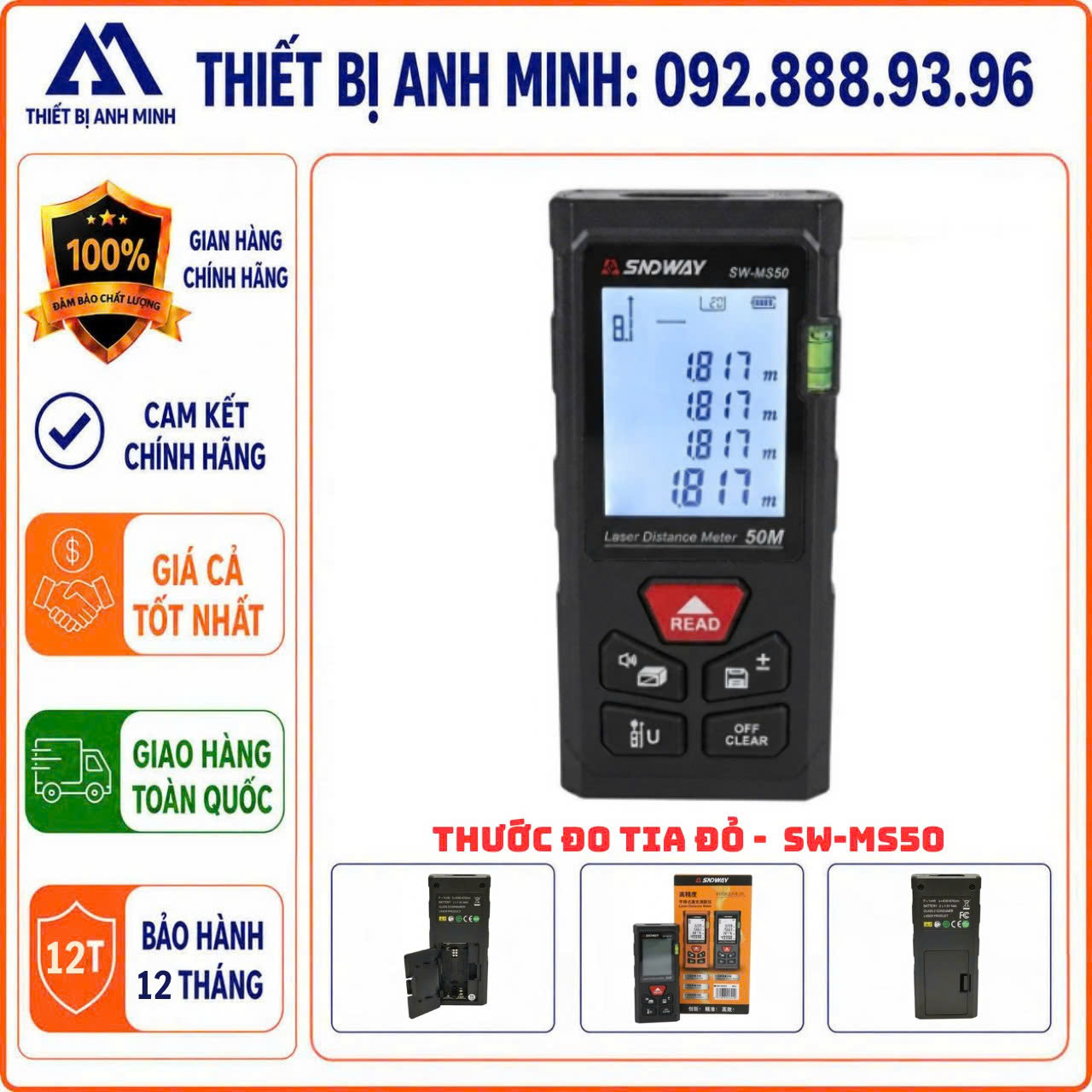 Máy đo khoảng cách Laser tia đỏ SNDWAY MS-50