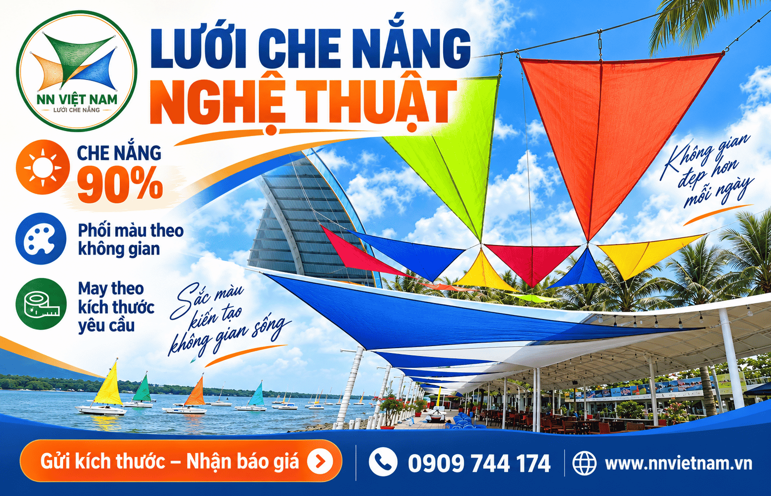 Lưới che nắng nghệ thuật 90% – Giải pháp tạo bóng mát và điểm nhấn cho không gian