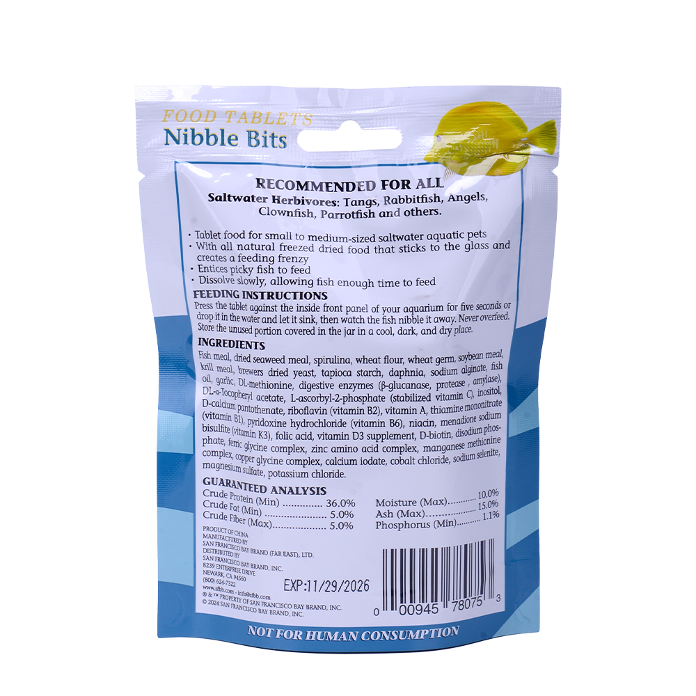 Thức Ăn Viên Dán Nibble Bits Herbivore – SFBB (USA) | Dành Cho Cá Biển Ăn Rong và Ăn Tạp