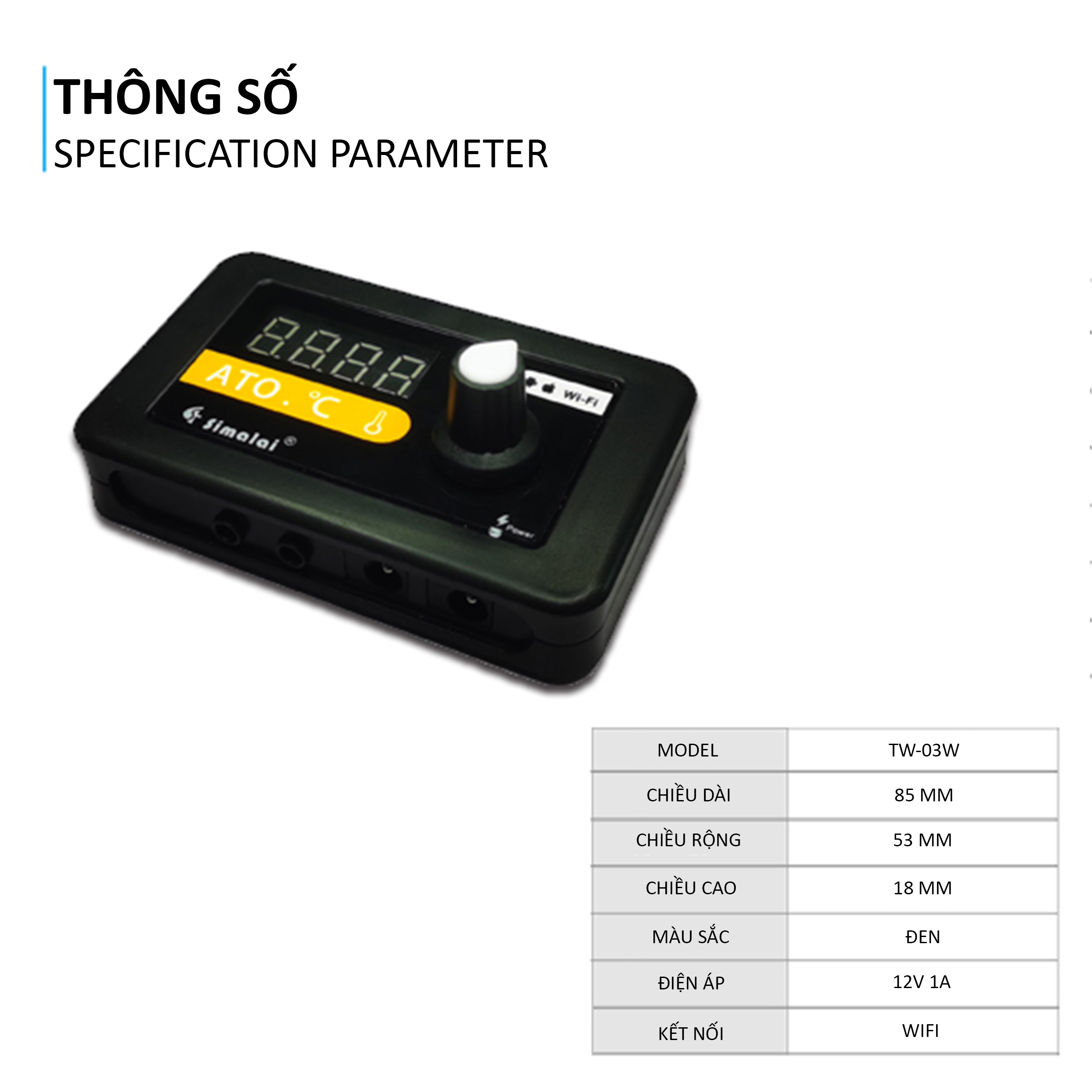 Hệ thống ATO tự động Simalai đo nhiệt độ và mực nước
