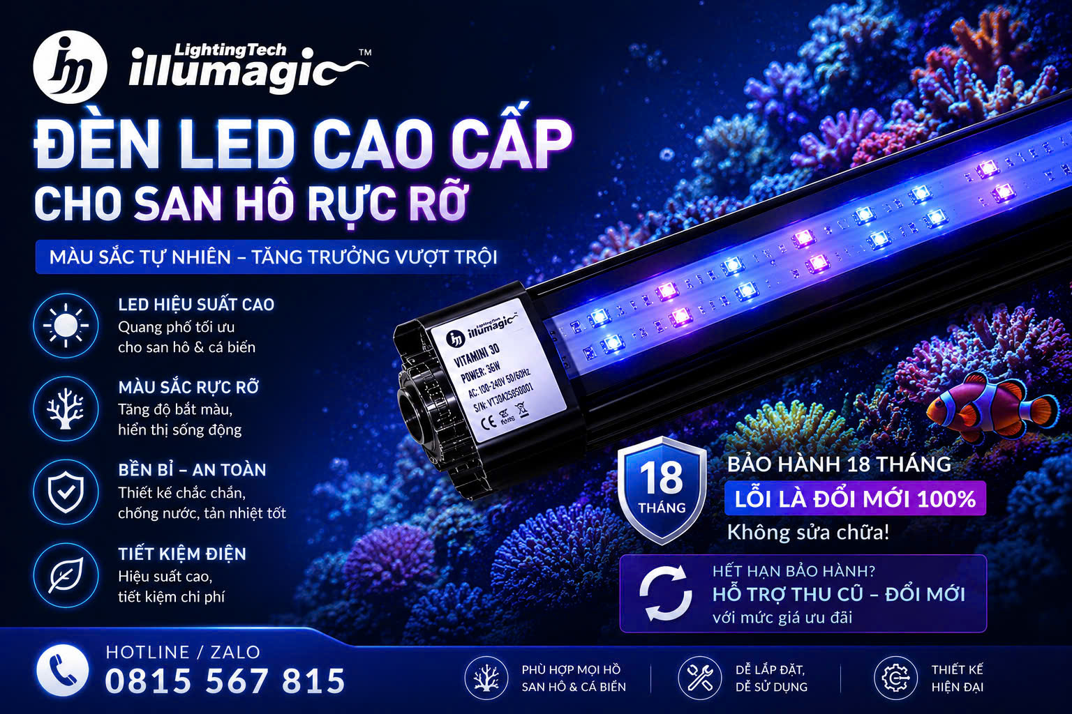 Illumagic Vitamini Strip – Đèn LED bổ trợ hoàn hảo cho bể cá biển và san hô