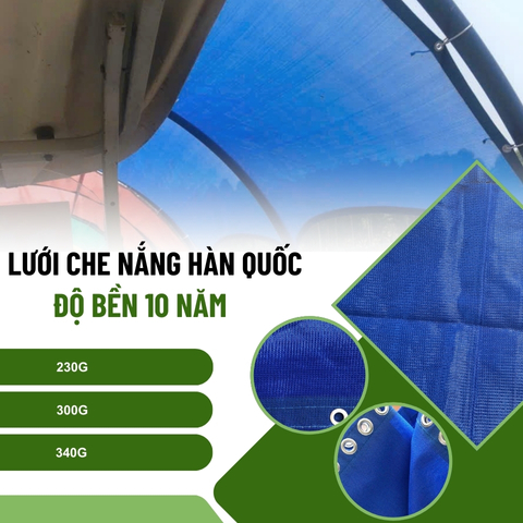 Lưới Che Nắng Ngoài Trời Màu Xanh Dương - Che 80%, 230G