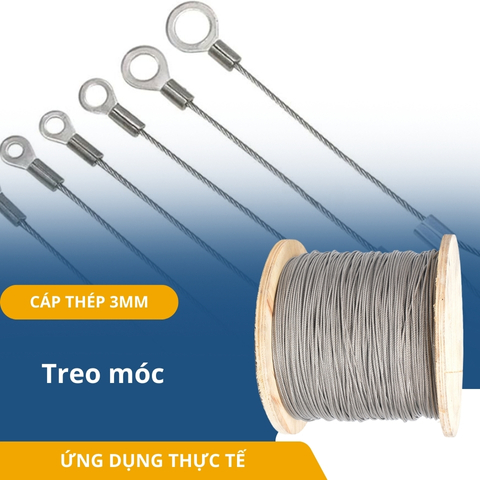 Dây Cáp Thép Lụa Mạ Kẽm Phi 3mm - CTMD3
