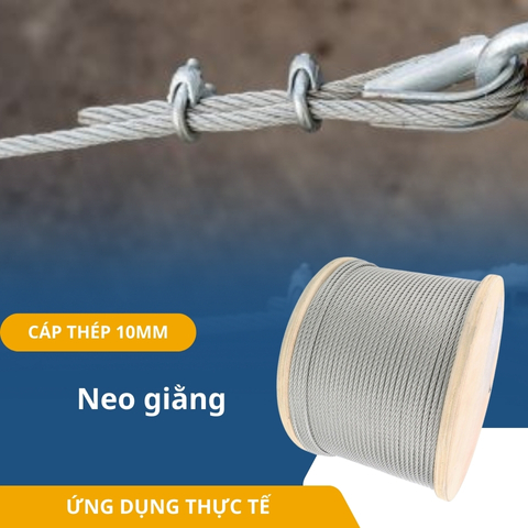 Dây Cáp Thép Lụa Mạ Kẽm Phi 10mm - CTMD10