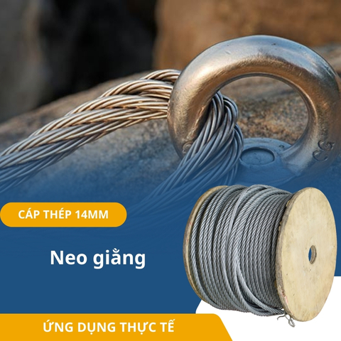 Dây Cáp Thép Lụa Mạ Kẽm Phi 14mm - CTMD14