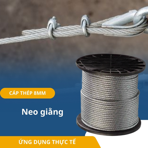 Dây Cáp Thép Lụa Mạ Kẽm Phi 8mm - CTMD8