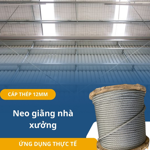 Dây Cáp Thép Lụa Mạ Kẽm Phi 12mm - CTMD12
