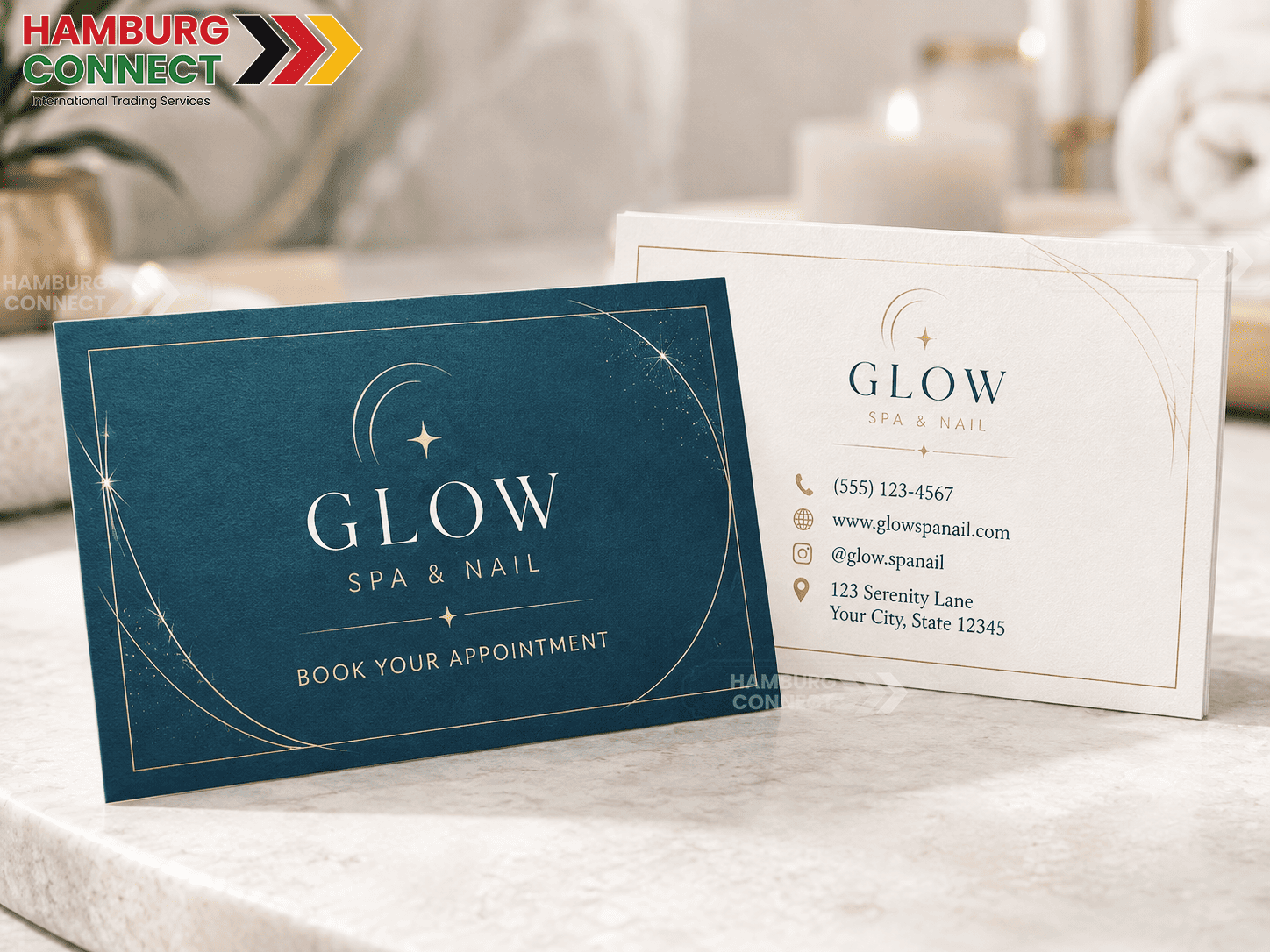 Name card tiệm nail kích thước 3.5 x 2 inch